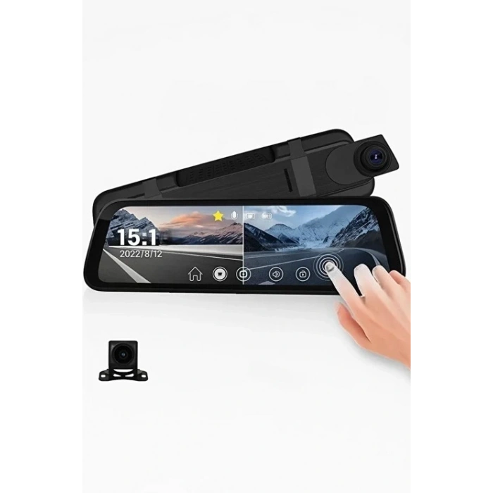 4k Ips Ekran Tam Dokunmatik 9.66” Dikiz Ayna Araç Içi Kamera (4k Ön 1080p Arka) | Carplay