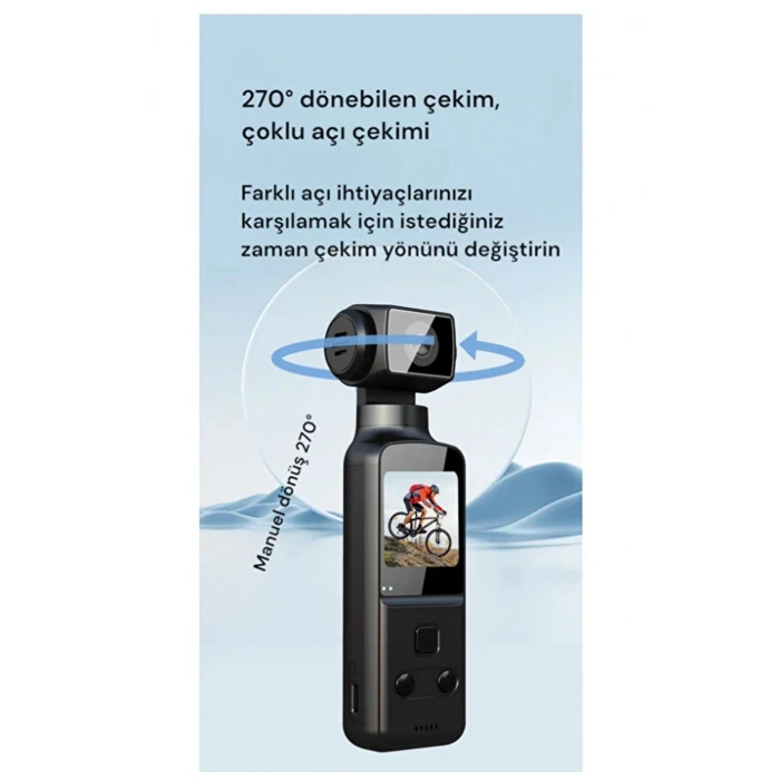 4k Ultra Hd 270° Döndürülebilir Su Geçirmez Wifi Vlog Spor Ve Aksiyon Kamerası