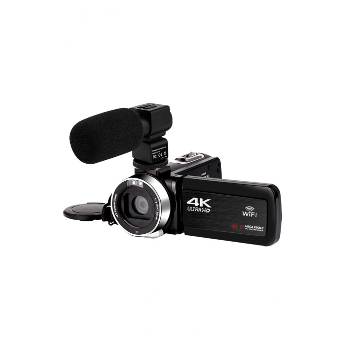 4k Vlog Dijital Video Kamera Wifi 48mp 16x Kaydedici Fotoğrafçılık 3.0’’ıps Dokunmatik Ekran Mikrofon Çift Batarya