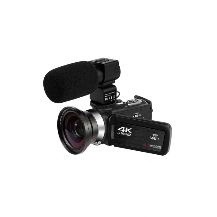 4k Vlog Dijital Video Kamera Wifi 48mp 16x Kaydedici Fotoğrafçılık 3.0’’ıps Dokunmatik Ekran Mikrofon Çift Batarya