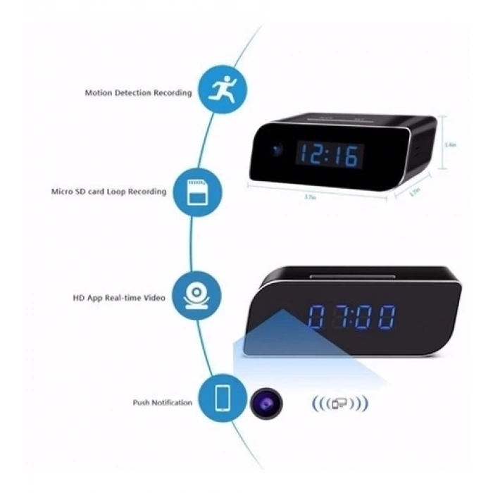 4k Wifi Gizli Kamera Bebek Bakıcı Kamera 1080p Masa Saati  Sesli Kayıt