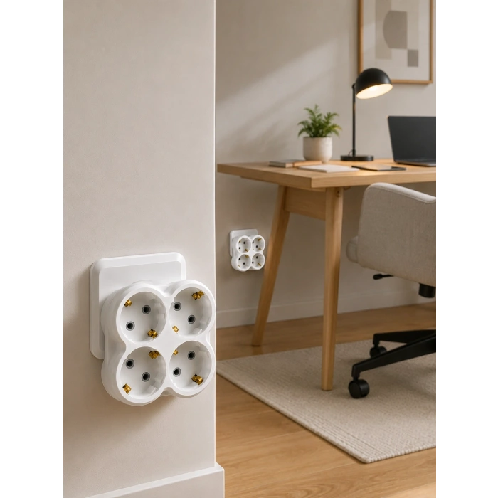 4’lü Priz Çoğaltıcı 2 Adet Set Kablosuz Duvar Tipi Priz Çoklayıcı Adaptör