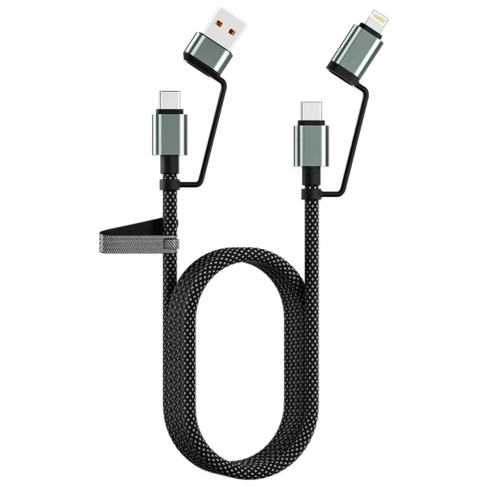 4’ü 1 Arada 100w Akıllı Tasarım Yüksek Dayanıklılık Çoklu Uyumlu Örgülü Hızlı Şarj Kablosu