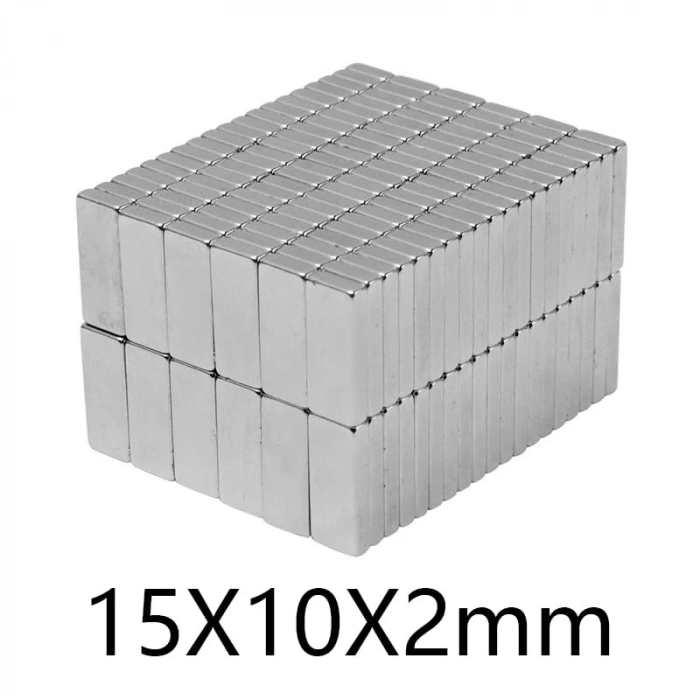 5 Adet 15x10x1.5 Mm Köşeli Neodyum Mıknatıs N35 Magnet Dayanıklı Nikel Kaplama