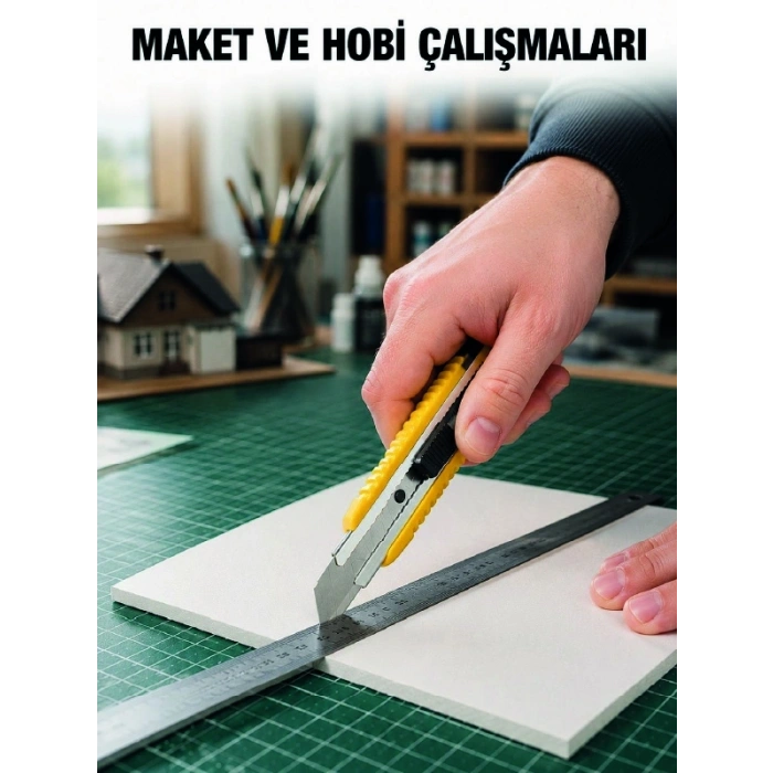 5 Adet Metal Falçata Seti Ergonomik Saplı Çelik Maket Bıçağı Koli Ambalaj Pvc Kesici
