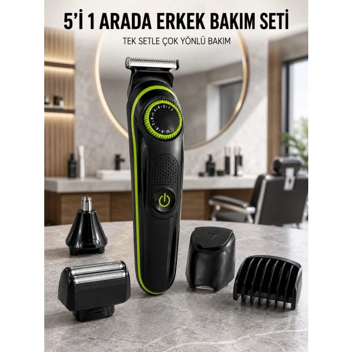 5i 1 Arada Erkek Bakım Seti Çok Başlıklı Sakal Vücut Burun Kulak Tıraş Makinesi