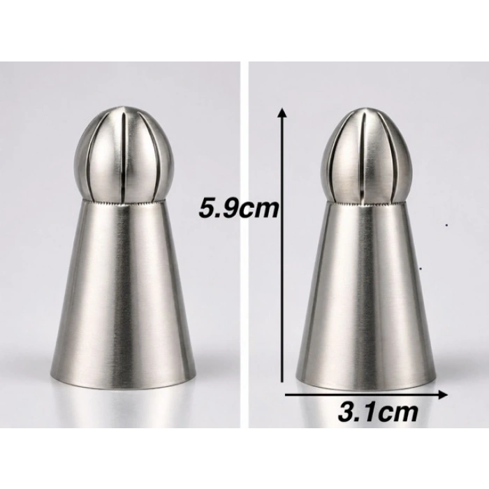 5li Profesyonel Rus Top Duy Ucu Seti – 5.9 Cm Büyük Boy Paslanmaz Çelik Krema Sıkma Ve Fırfır Uçları