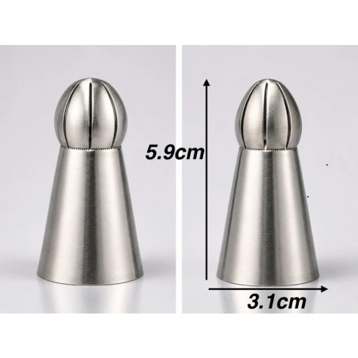 5li Profesyonel Rus Top Duy Ucu Seti – 5.9 Cm Büyük Boy Paslanmaz Çelik Krema Sıkma Ve Fırfır Uçları