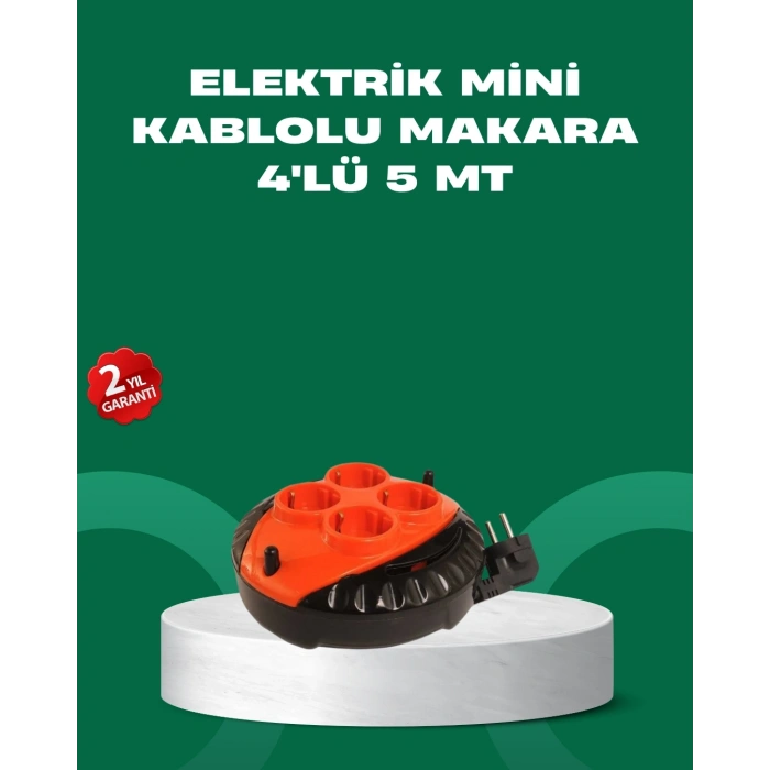 5 Metre Kablolu 4’lü Kırmızı Priz Makara