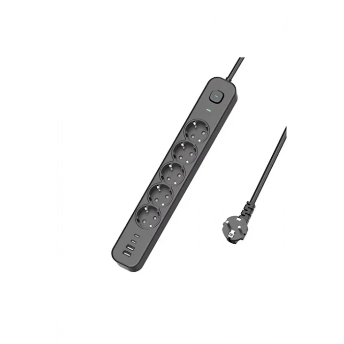 5 Prizli Akım Korumalı Uzatma Kablosu | 2xusb-a + 2xusb-c | 3680w - 2m Kablo
