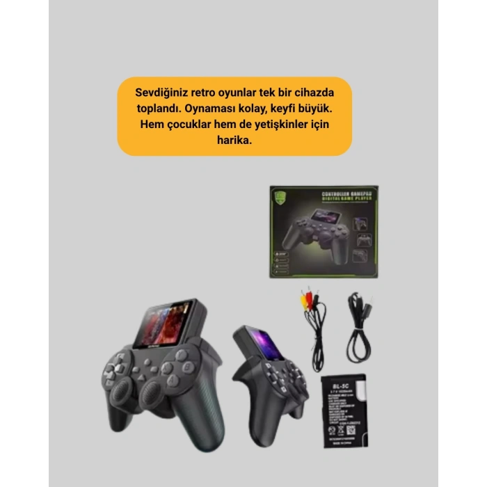 500 Oyunlu Nostaljik El Tipi Oyun Konsolu, Taşınabilir Şarjlı Cihaz, Renkli Ekran Ve Tv Destekli