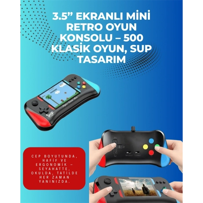 500 Retro Oyunlu Taşınabilir El Konsolu – X7m Modeli