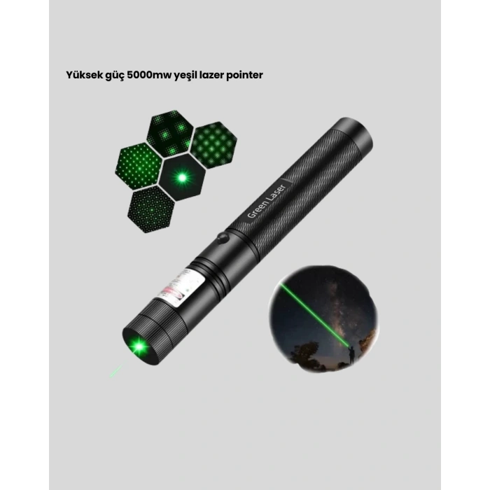 5000mw Yeşil Lazer Pointer Profesyonel Uzun Menzilli