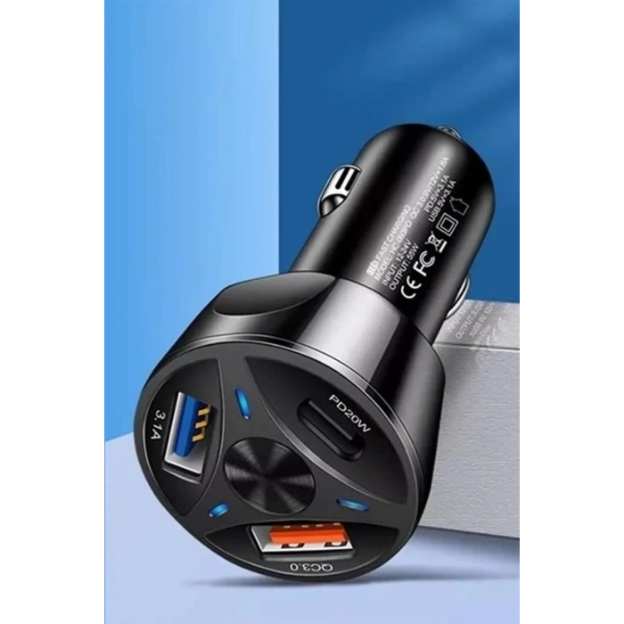 55w 3 Port Usb Araç İçin Telefon Şarj Cihazı 3 Girişli Çakmaklık Adaptör-31a Pd 20w Qc 30