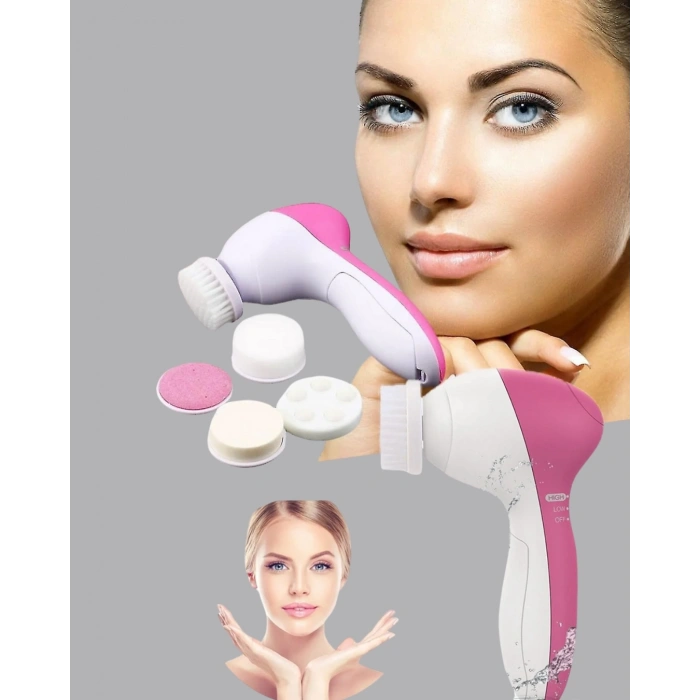 5’i 1 Arada Yüz Temizleme Cihazı – Masaj, Fırça, Peeling Ve Krem Uygulama Aparatlı