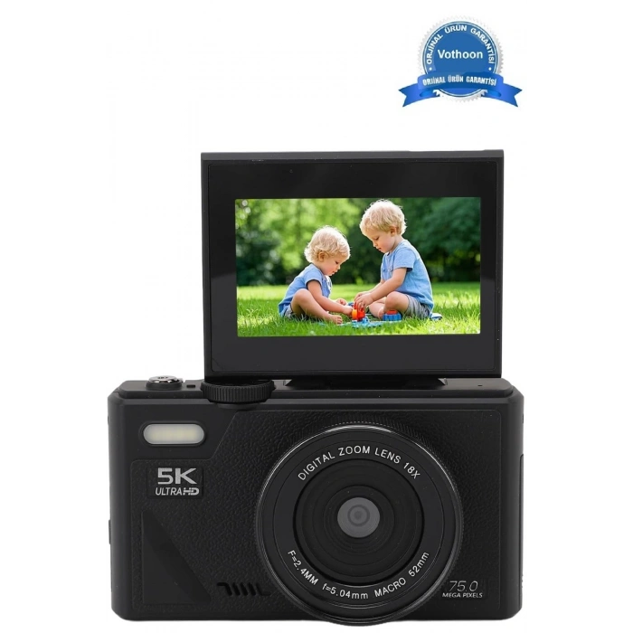 5k 75mp Hd Dijital Kamera 18x Dijital Zoom, Flaşlı,3.0 İnç Ekranlı Fotoğraf Makinesi