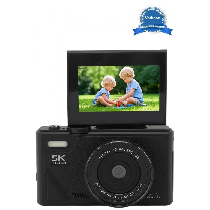 5k 75mp Hd Dijital Kamera 18x Dijital Zoom, Flaşlı,3.0 İnç Ekranlı Fotoğraf Makinesi