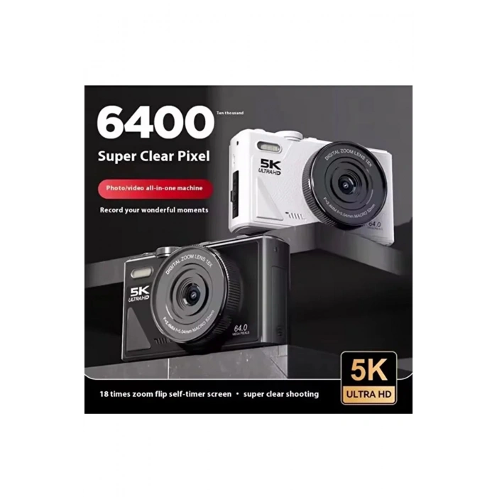 5k 75mp Hd Dijital Kamera 18x Dijital Zoom, Flaşlı,3.0 İnç Ekranlı Fotoğraf Makinesi
