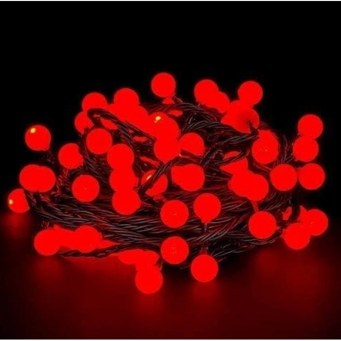 5m 28 Led Kırmızı Işık Siyah Kablo Fişli Eklemeli Mz-18-18