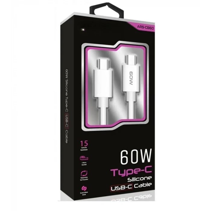 60w Usb-c Type-c Silikon Şarj Kablosu Hızlı Şarj, Dayanıklı Ve Esnek Tasarım, Tüm Usb-c Cihazlarla Uyumlu
