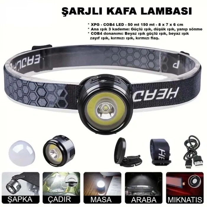 7 Mod Şarjlı Kafa Ve Kamp Lambası Wt-618
