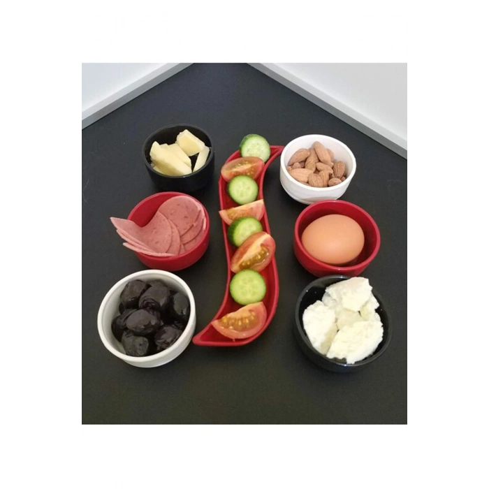 7 Parça Kahvaltı Seti Sosluk İftariyelik Çerezlik Kırılmaz Melamin Çap 7 Cm (599)