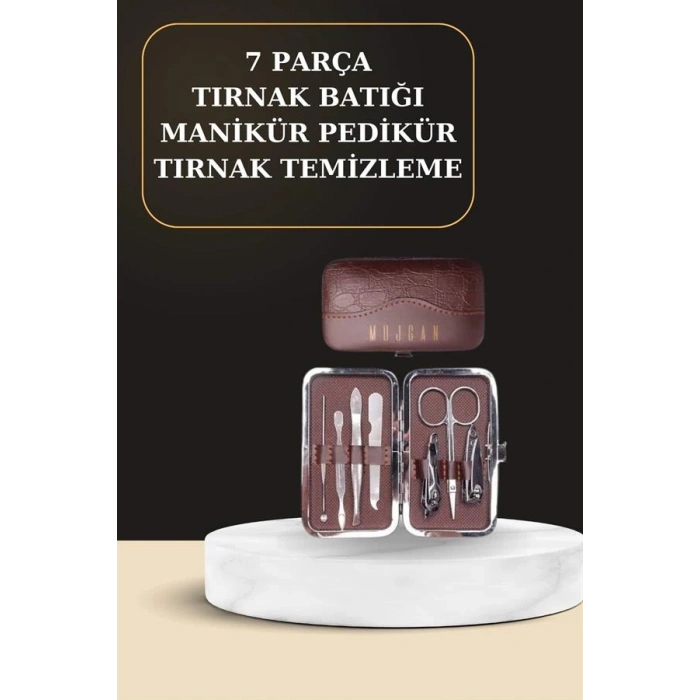 7 Parça Manikür Pedikür Seti El Ayak Bakımı Çantalı Paslanmaz Çelik