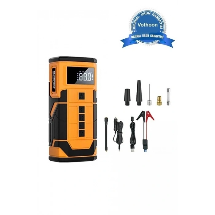 8000 Mah Taşnabilir Dijital Ekranlı Araç Akü Takviyeli,powerbank,ışıklı Oto Hava Kompresörü