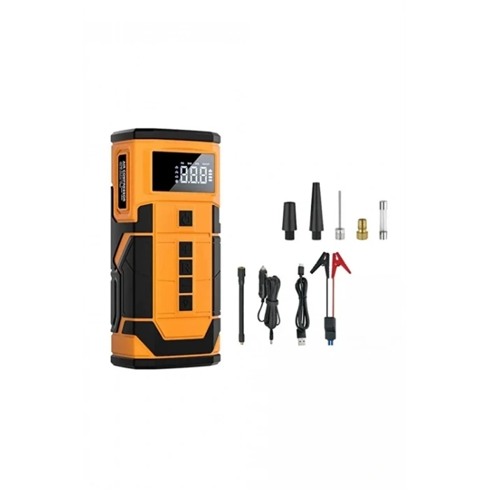 8000 Mah Taşnabilir Dijital Ekranlı Araç Akü Takviyeli,powerbank,ışıklı Oto Hava Kompresörü