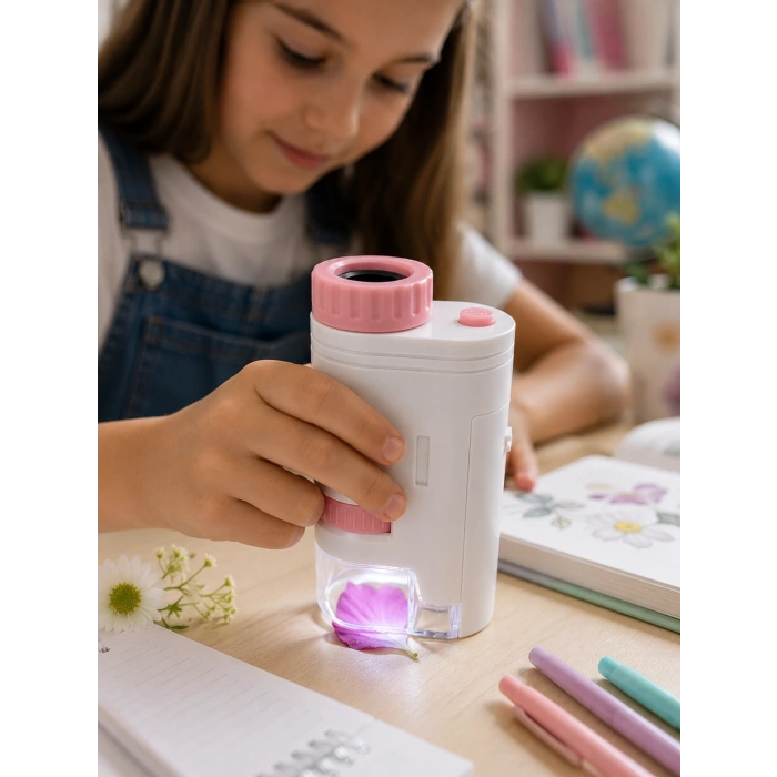 80x-200x Taşınabilir Dijital Mikroskop  Led Işıklı Çocuk Eğitim Mikroskobu