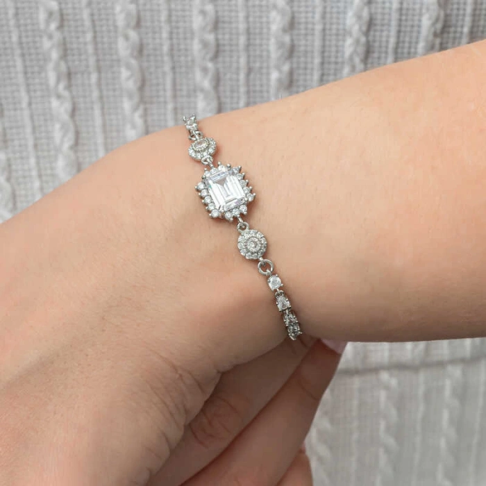 925 Ayar Gümüş Baget Su Yolu Kadın Bileklik T8770 (599)