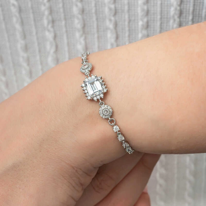 925 Ayar Gümüş Baget Su Yolu Kadın Bileklik T8770 (599)