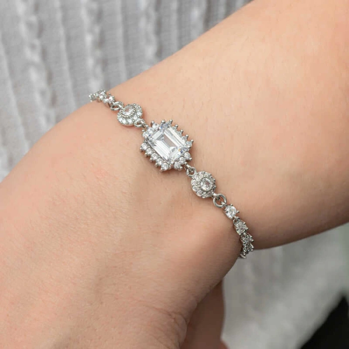 925 Ayar Gümüş Baget Su Yolu Kadın Bileklik T8770 (599)