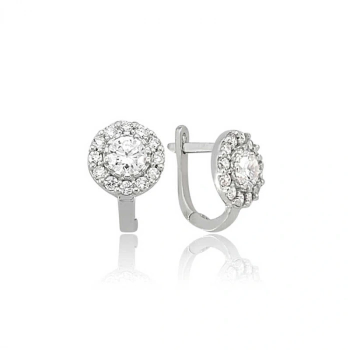 925 Ayar Gümüş Beyaz Yuvarlak Küpe EA0710031 (599599)