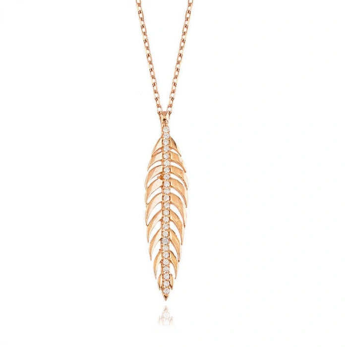 925 Ayar Gümüş Ceviz Yaprağı Kadın Gümüş Kolye Pt2610411 (599)