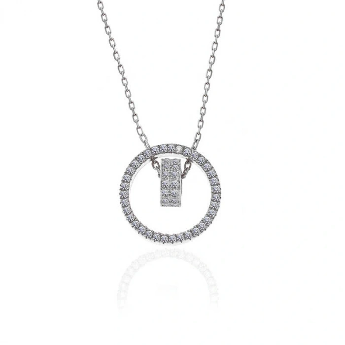 925 Ayar Gümüş İç İçe Geçmiş Halka Kadın Kolye T7488 (599599)