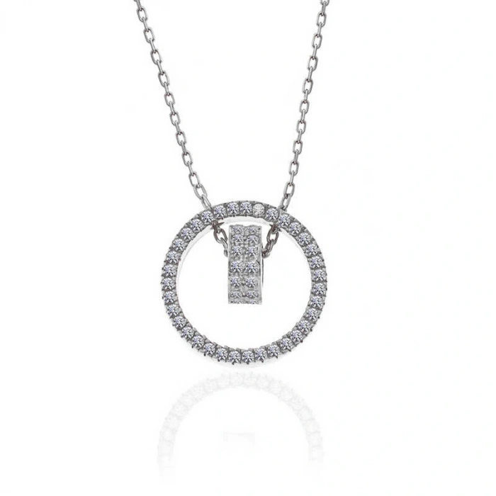 925 Ayar Gümüş İç İçe Geçmiş Halka Kadın Kolye T7488 (599599)