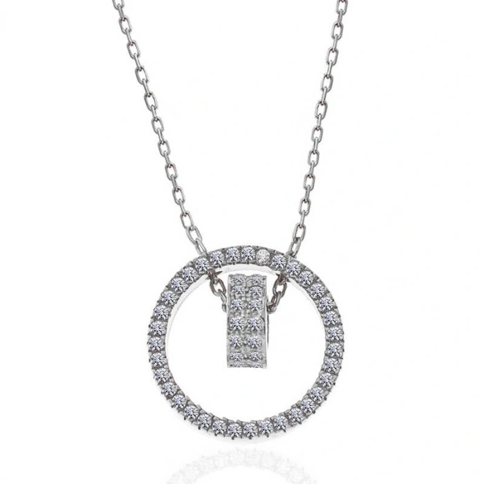 925 Ayar Gümüş İç İçe Geçmiş Halka Kadın Kolye T7488 (599599)