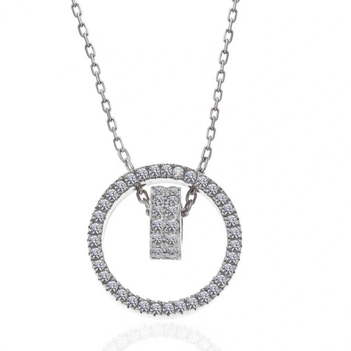 925 Ayar Gümüş İç İçe Geçmiş Halka Kadın Kolye T7488 (599599)