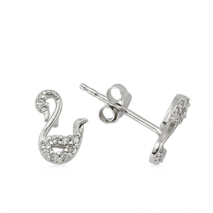 925 Ayar Gümüş Kuğu Çivili Küpe EA1540004 (599599)