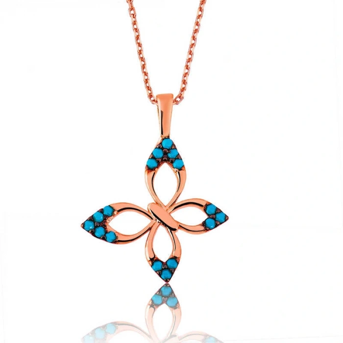 925 Ayar Gümüş Mavi Kelebek Kadın Gümüş Kolye PT2610501 (599599)