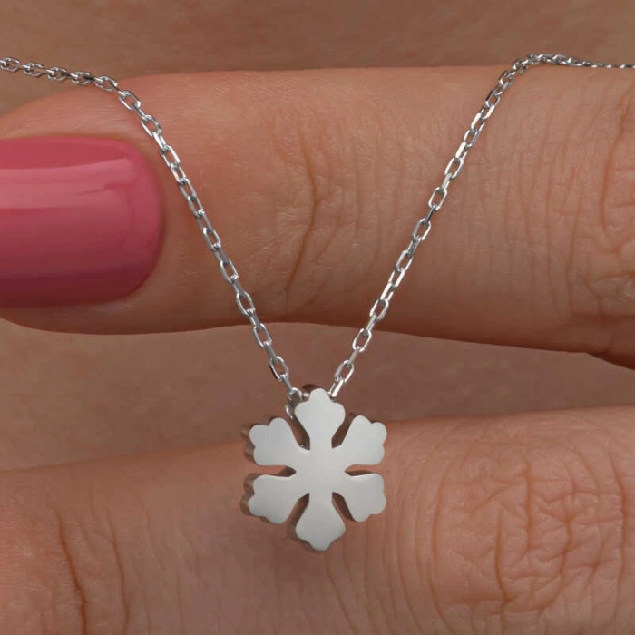 925 Ayar Gümüş Minimal Kar Tanesi Kadın Kolye T8656 (599)