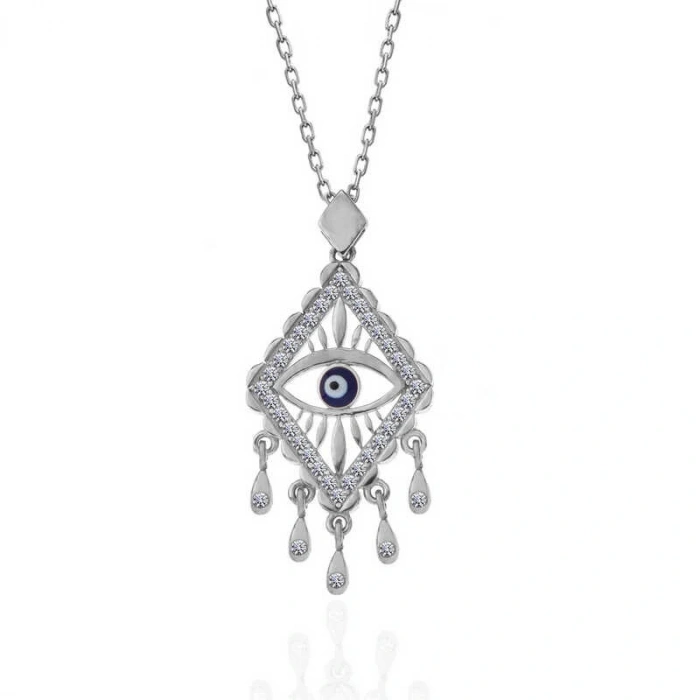 925 Ayar Gümüş Nazarlı Göz Kadın Kolye T7485 (599599)