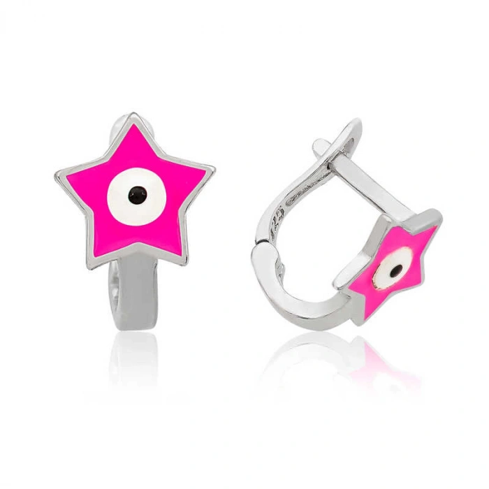 925 Ayar Gümüş Pembe Yıldız Çocuk Küpesi T3908 (599)