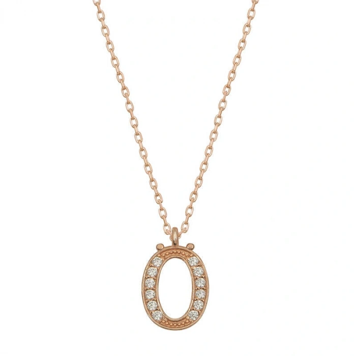 925 Ayar Gümüş Rose Ö Harfi Kadın Gümüş Kolye T6740 (599599)