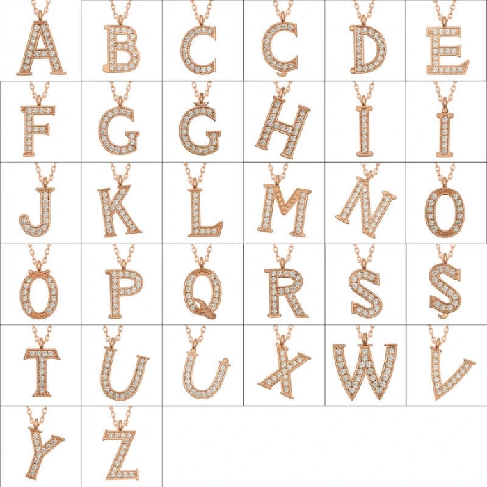 925 Ayar Gümüş Rose R Harfi Kadın Gümüş Kolye T6742 (599599)