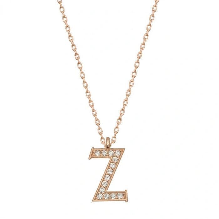 925 Ayar Gümüş Rose Z Harfi Kadın Gümüş Kolye T6750 (599599)