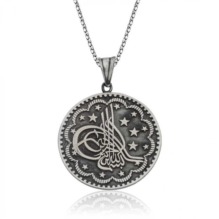 925 Ayar Gümüş Tuğra Kolye T4374 (599599)