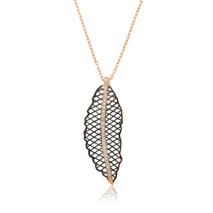 925 Ayar Gümüş Yaprak Kadın Gümüş Kolye T4548 (599599)