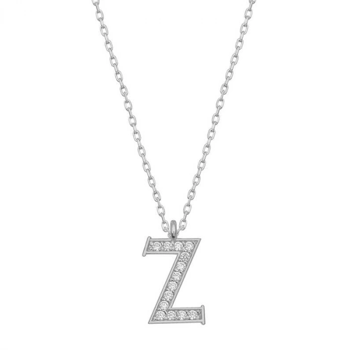 925 Ayar Gümüş Z Harfi Kadın Gümüş Kolye T6703 (599)